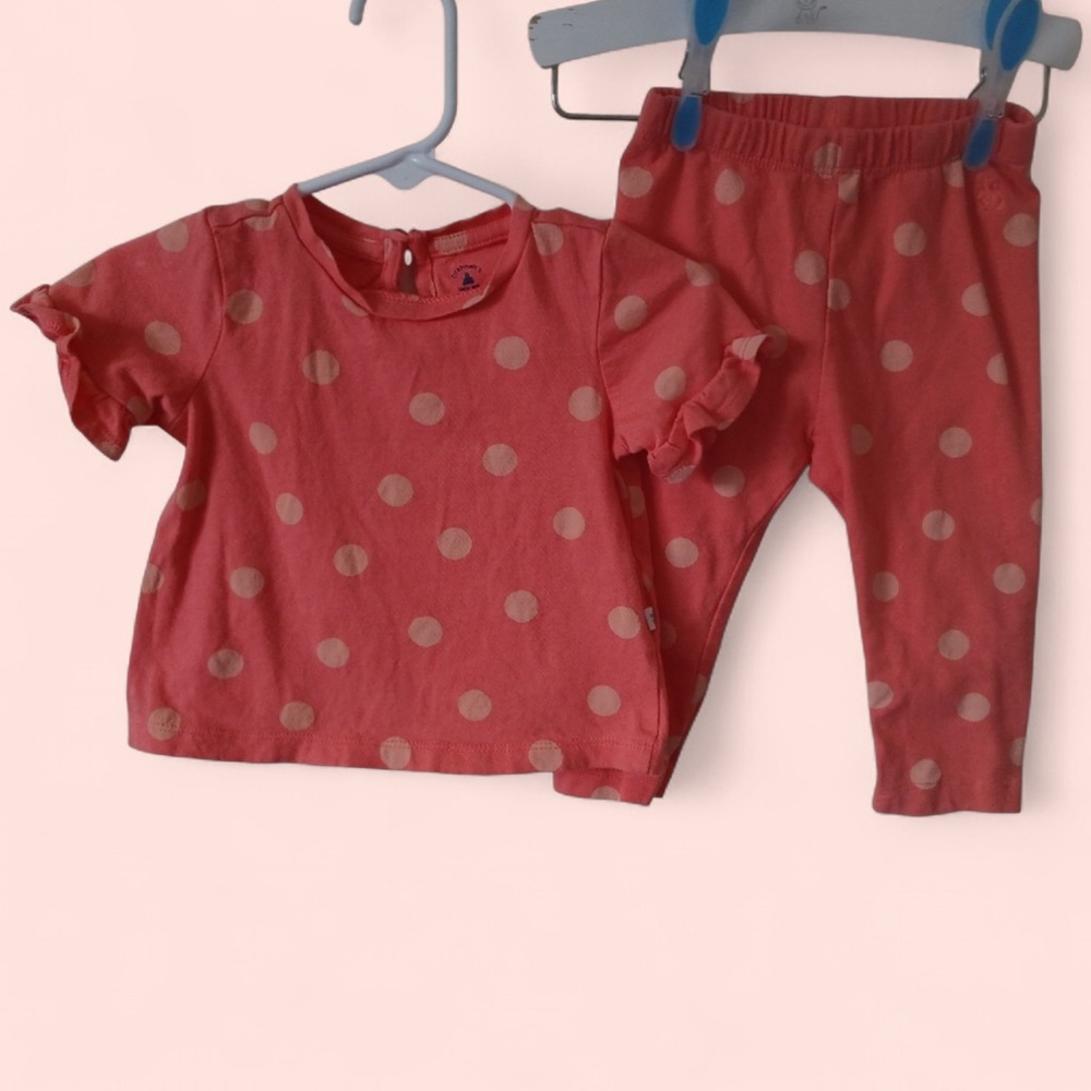 6-12M Girls Baby Gap 2 Piece Peach Pink Coquette Baby Girl Whimsical Preppy Set